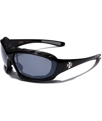 Goggle Oversized Men's Sport Padded Motorcycle Bikers Sunglasses - Black - Smoke - CQ11P3RODQ9 $25.87