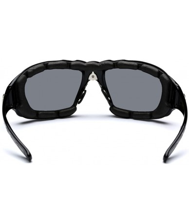 Goggle Oversized Men's Sport Padded Motorcycle Bikers Sunglasses - Black - Smoke - CQ11P3RODQ9 $8.82