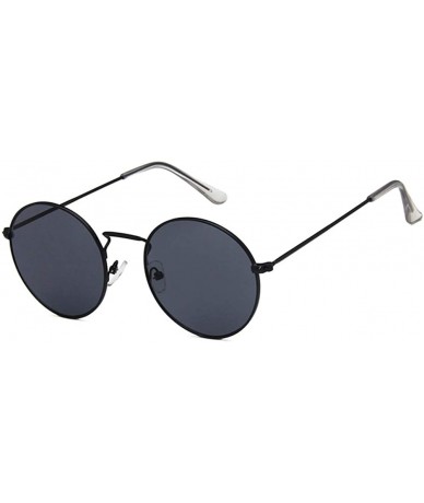 Round Unisex Sunglasses Retro Gold Red Drive Holiday Round Non-Polarized UV400 - Black Grey - CN18RH426ZD $8.46