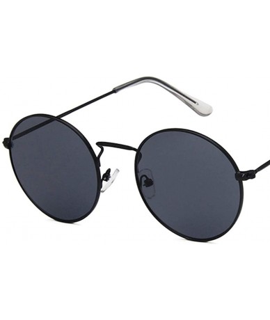 Round Unisex Sunglasses Retro Gold Red Drive Holiday Round Non-Polarized UV400 - Black Grey - CN18RH426ZD $8.46