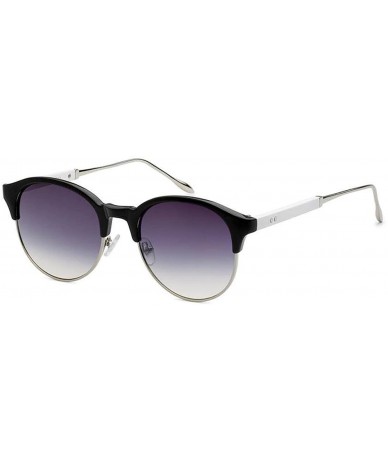 Round Bi-Color Sunglasses - Black/Silver/Black/White - C718DNH44OL $11.20