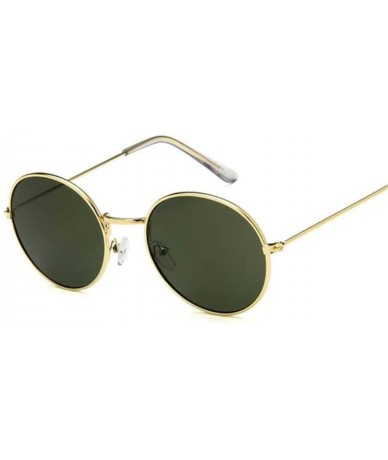 Oversized Retro Oval Sunglasses Men Women Vintage Metal Frame Sun Glasses Male Fashion - Gold Dark Green - C0194OI6X9M $39.04