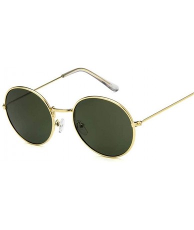 Oversized Retro Oval Sunglasses Men Women Vintage Metal Frame Sun Glasses Male Fashion - Gold Dark Green - C0194OI6X9M $17.94