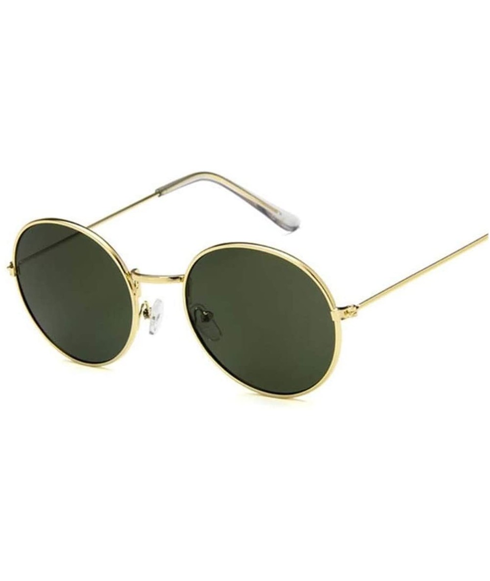 Oversized Retro Oval Sunglasses Men Women Vintage Metal Frame Sun Glasses Male Fashion - Gold Dark Green - C0194OI6X9M $17.94