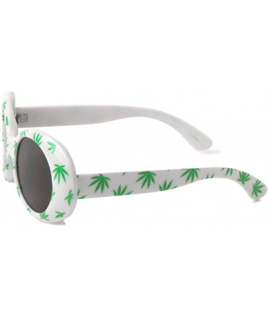 Round Retro Round White Marihuana Sunglasses - CT197R54MDW $12.73