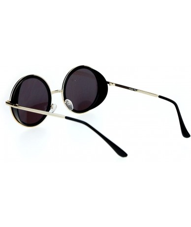 Round Side Visor Hippie Round Circle Lens Sunglasses - Black Purple - CB12MYZJGNW $9.04