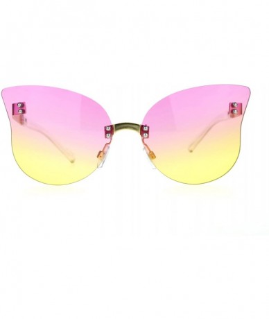 Butterfly Womens Rimless Butterfly Sunglasses Beautiful Ombre Gradient Lens UV 400 - Gold - CP12JOQBKBF $10.38