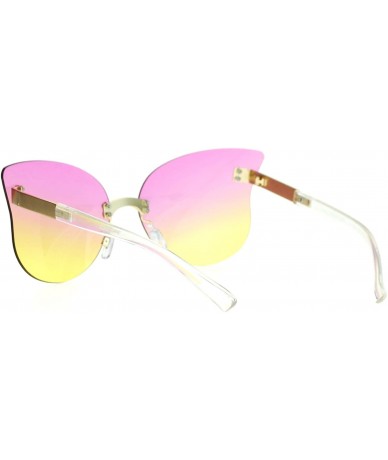 Butterfly Womens Rimless Butterfly Sunglasses Beautiful Ombre Gradient Lens UV 400 - Gold - CP12JOQBKBF $10.38