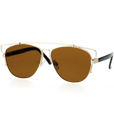 Aviator Super Flat Lens Sunglasses Designer Fashion Wire Top Unisex Shades UV 400 - Gold Tort - CL128NRWK0V $8.14