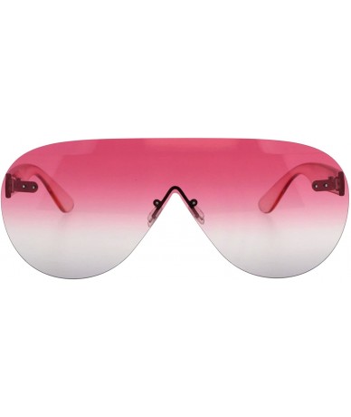 Rimless Shield Luxury Rimless Futuristic Robotic Trendy Retro Fashion Sunglasses - Pink Grey - CE18EWAOS5Y $7.93