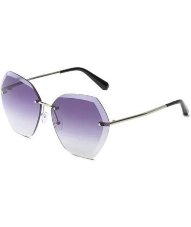 Round Sunglasses Women's Diamond Inlaid Tide Round Face Street Shot Sunscreen UV Protection Sunglasses - Gray - CS1999EXXRL $...