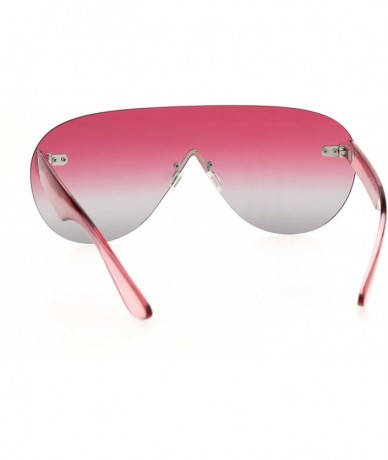 Rimless Shield Luxury Rimless Futuristic Robotic Trendy Retro Fashion Sunglasses - Pink Grey - CE18EWAOS5Y $7.93