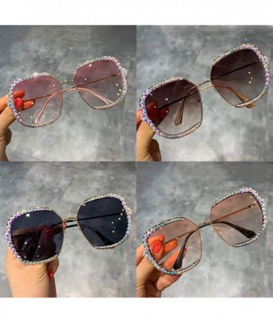 Square 2019 Sunglasses Women Luxury Rhinestone Square Sun Glasses Clear Lens Oversized Men Vintage Shades - Orange - CY198AHY...