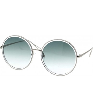 Oversized Womens Oversized Round Sunglasses Metal & Plastic Double Frame UV 400 - Silver Clear (Green) - C6195OT5U9G $10.15