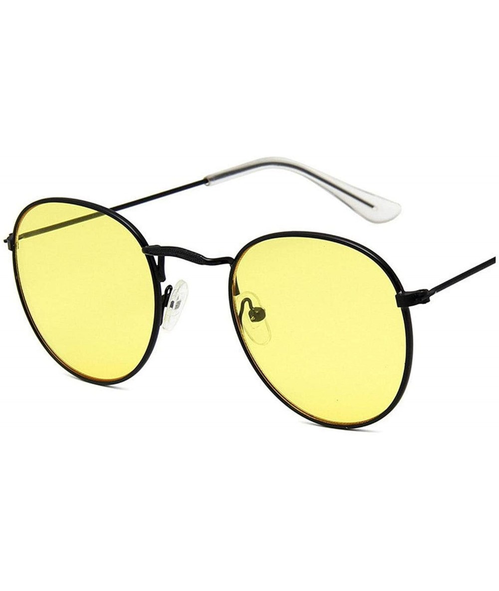 Goggle Round Retro Sunglasses Women Luxury Glasses Women/Men Small Mirror Oculos De Sol Gafas UV400 - Blackyellow - C8199COA7...