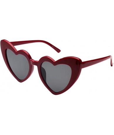 Goggle Women Fashion Clout Goggle Vintage Heart Shape Cat Eye Sunglasses - Maroon - CJ18I0K4AD5 $11.48