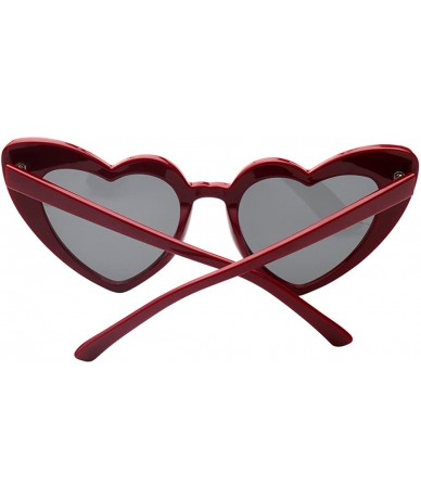 Goggle Women Fashion Clout Goggle Vintage Heart Shape Cat Eye Sunglasses - Maroon - CJ18I0K4AD5 $11.48