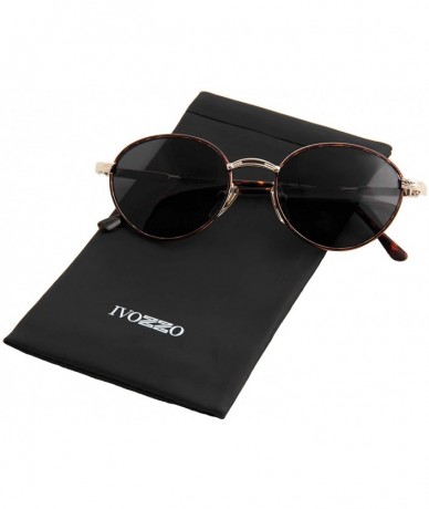 Goggle Stylish Sunglasses Women Oval Classic Vintage Retro Metal Trendy Black - CG18O7L58MD $8.99
