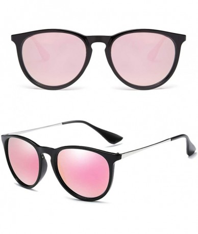 Aviator Classic Sunglasses Polarized Protection Mirrored - Black/Pink - CC18T73AEZI $11.31