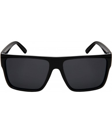 Square Square Sunglasses for Men Women Polarized Lens 1408-P - Black Frame/Grey Lens - CT18H5I4SSD $11.77