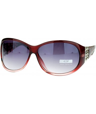 Oval Womens Diva Metal Bead Jewel Hinge Round Butterfly Designer Sunglasses - Burgundy - CW11NSKWFF9 $16.03