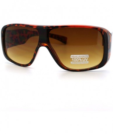 Square Flat Top Square Sunglasses Mens Sporty Retro Fashion Shades - Tortoise - CP11D24S4VZ $12.42