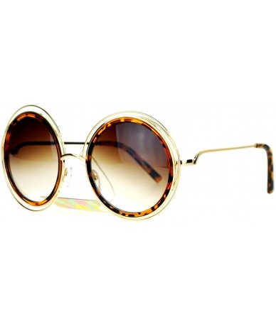 Oversized Retro Circle Round Oversize Double Frame Fashion Sunglasses - Tortoise Gold - CJ1203SDMJ1 $15.29