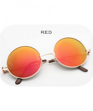 Round Vintage Round Sunglasses Women Men Brand Designer Mirrored Glasses Retro Female Male Sun Men's Women's - Gold Red - C61...