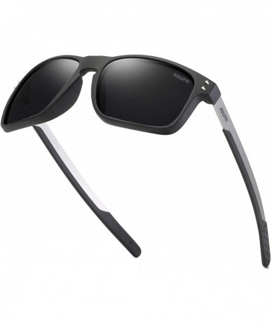 Sport Polarized Sunglasses Square Sun Glasses For Men/Women TR90 Unbreakable Frame 2556R - Black Grey - CV18S4HDO5W $18.77