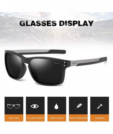 Sport Polarized Sunglasses Square Sun Glasses For Men/Women TR90 Unbreakable Frame 2556R - Black Grey - CV18S4HDO5W $18.77