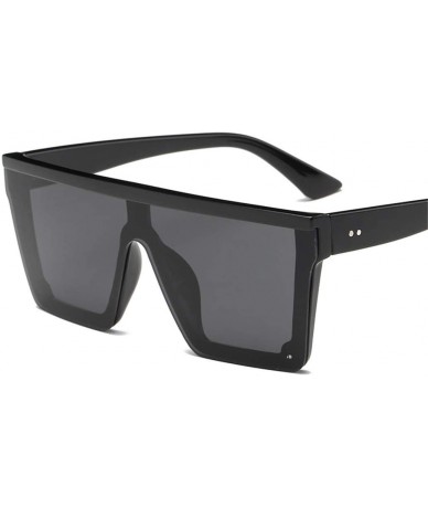 Semi-rimless Male Flat Top Sunglasses Black Square UV400 Gradient Sun Glasses for Men Cool One Piece - Black - C0194OQT03D $1...