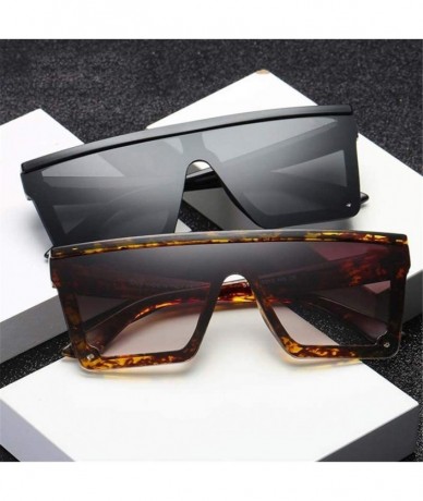 Semi-rimless Male Flat Top Sunglasses Black Square UV400 Gradient Sun Glasses for Men Cool One Piece - Black - C0194OQT03D $1...