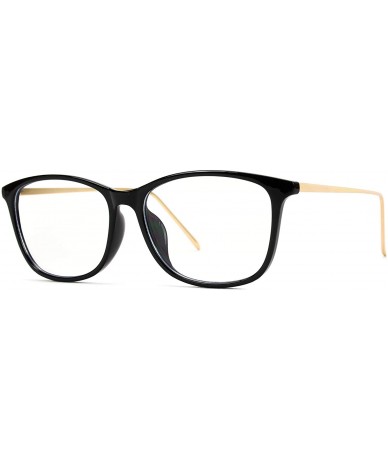 Square Rectangular Slim Elegant Fashion Clear Glasses - Black Frame/Gold Arms - CB12O40GQYC $41.15