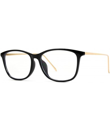 Square Rectangular Slim Elegant Fashion Clear Glasses - Black Frame/Gold Arms - CB12O40GQYC $22.81