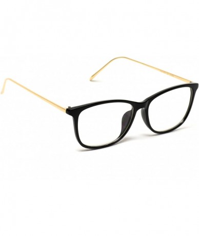 Square Rectangular Slim Elegant Fashion Clear Glasses - Black Frame/Gold Arms - CB12O40GQYC $41.15