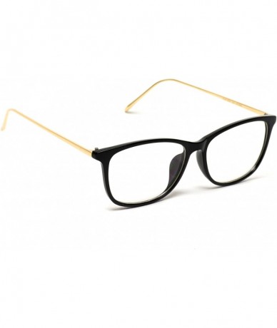 Square Rectangular Slim Elegant Fashion Clear Glasses - Black Frame/Gold Arms - CB12O40GQYC $22.81