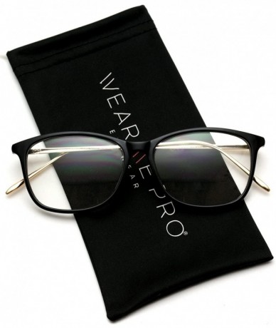 Square Rectangular Slim Elegant Fashion Clear Glasses - Black Frame/Gold Arms - CB12O40GQYC $41.15