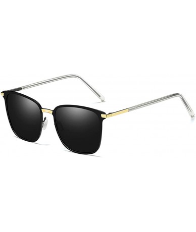 Square Polarized Sunglasses for Men Women-Classic Style- Metal Frame UV Protection 8080 - Gold - CP198W96UDA $10.86