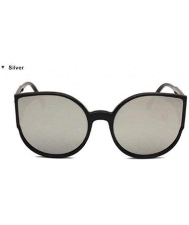 Aviator Coating Reflective Mirror Sunglasses Women Men Cat Eye Sun Glasses Gray Black - Silver - C318YLZ0ZIY $7.51