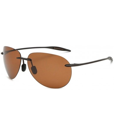 Rimless Sunglasses Polarized rimless Pilot eyeglasses Vintage Ultra light Men Driving Mirror UV400 - Brown - C018S87RIWH $12.22