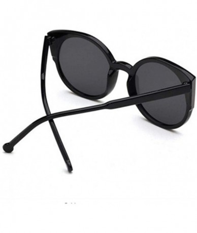 Aviator Coating Reflective Mirror Sunglasses Women Men Cat Eye Sun Glasses Gray Black - Silver - C318YLZ0ZIY $7.51