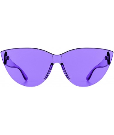 Cat Eye Colorful One Piece Rimless Transparent Cat Eye Sunglasses for Women Tinted Candy Colored Glasses - CG18RDN7SRG $14.95