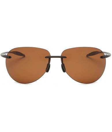 Rimless Sunglasses Polarized rimless Pilot eyeglasses Vintage Ultra light Men Driving Mirror UV400 - Brown - C018S87RIWH $12.22