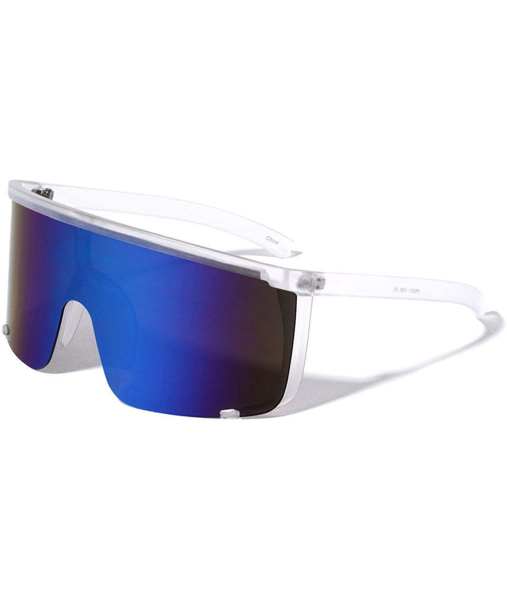 Round Benoni Round Sport Style Color Mirror Shield Lens Sunglasses - Blue - C7197483CO0 $14.43