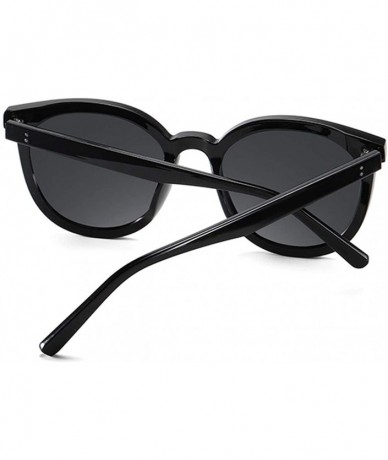 Oversized Oversized Polarized Sunglasses for Women-Big Round Retro Shades UV Protection 8068 - Black - CD197CMQL39 $10.30