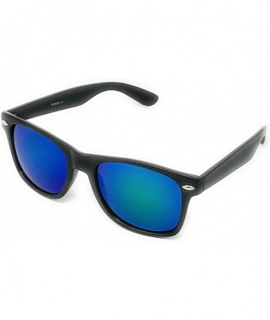 Sport Sunglasses Classic 80's Vintage Style Design - Black- Color Mirror Blue Green - C618SZ3NLR5 $7.95