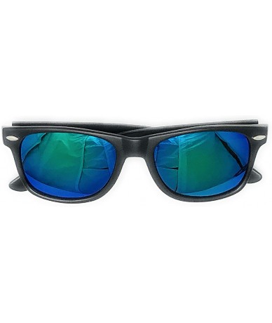 Sport Sunglasses Classic 80's Vintage Style Design - Black- Color Mirror Blue Green - C618SZ3NLR5 $7.95