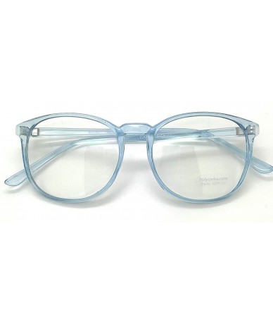 Round Unisex Stylish Square Non-prescription Eyeglasses Glasses Horn Rimmed Clear Lens Eye Glasses Eyewear - Blue - CP18R60DX...