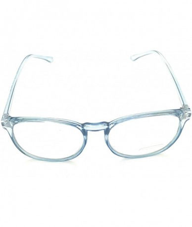 Round Unisex Stylish Square Non-prescription Eyeglasses Glasses Horn Rimmed Clear Lens Eye Glasses Eyewear - Blue - CP18R60DX...