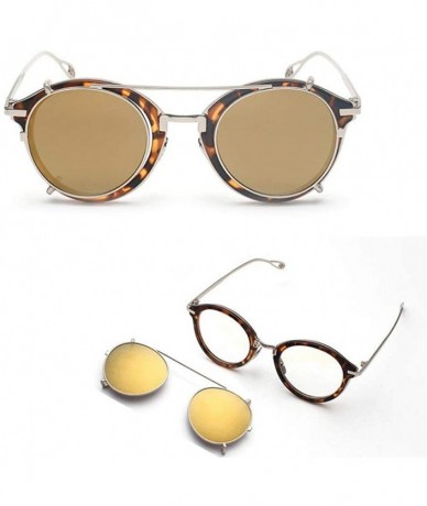 Aviator Vintage Eyewear With Sunglasses Flip Cover Classic Designer Sun Gold Black - Silver Black - CR18XHG7LCH $9.71